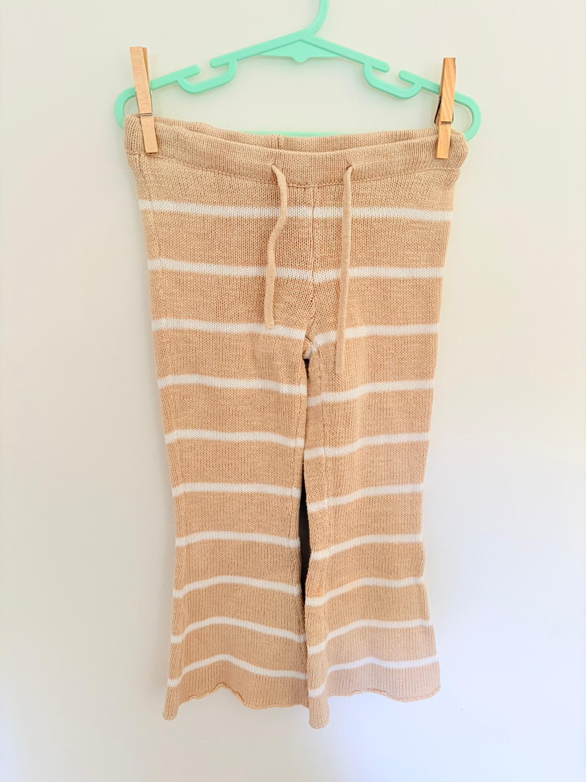 Size 4 Ganda knitted white stripe pants.