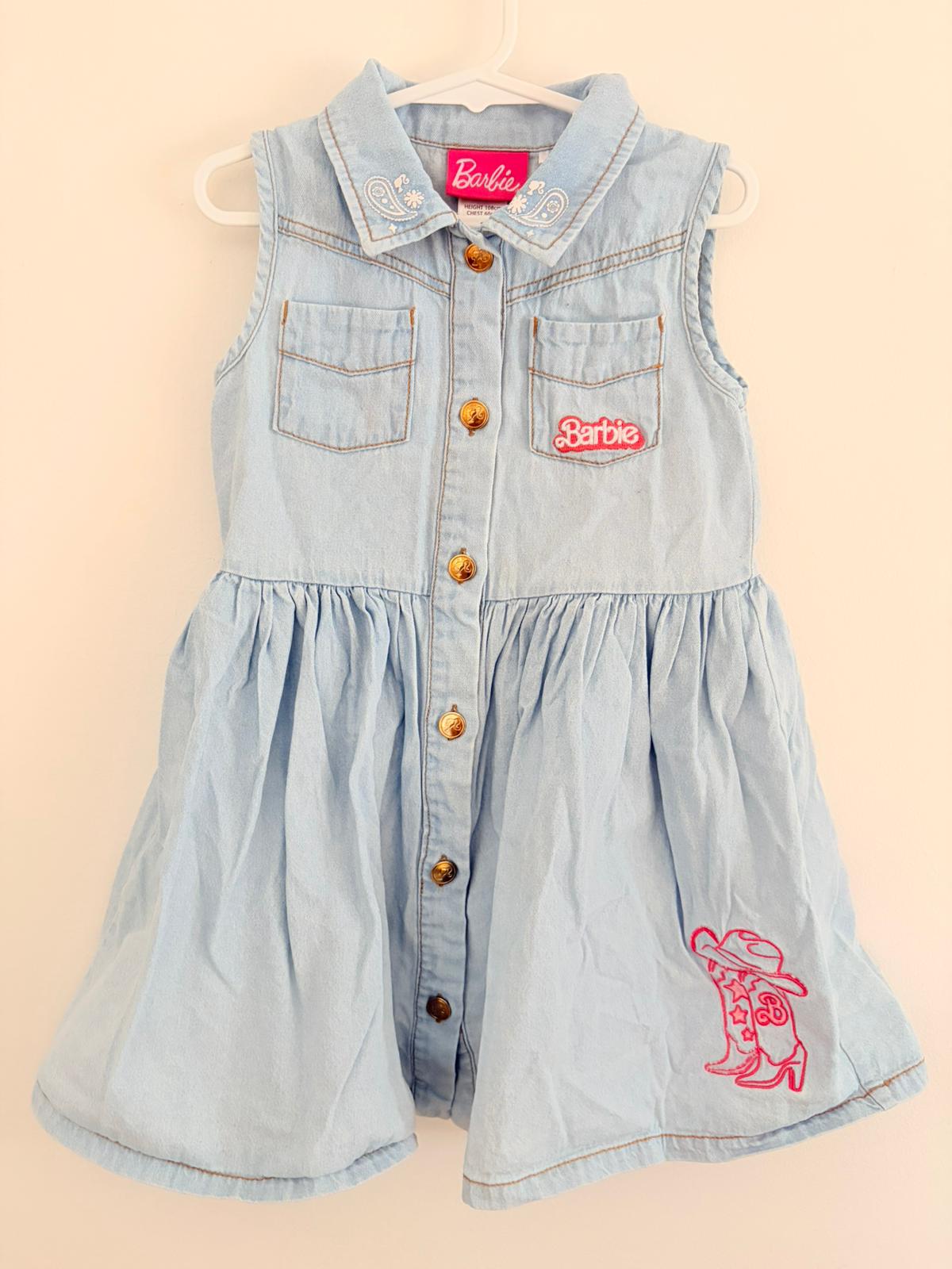 Size 4 Barbie denim button up dress.