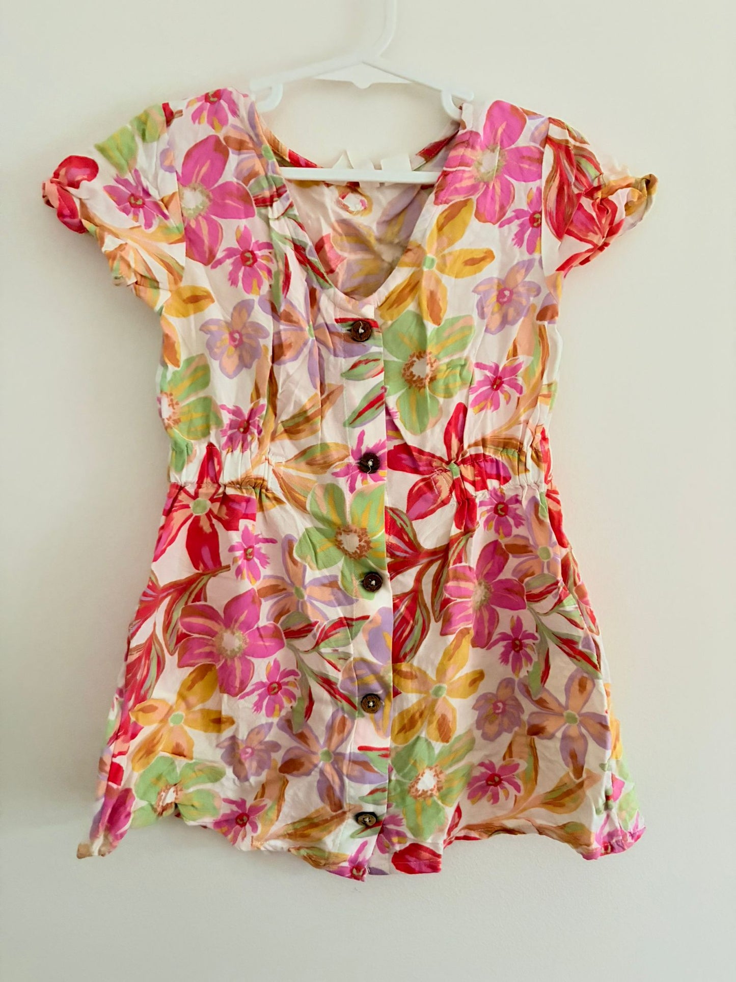Size 4 Roxy girl cotton floral button up dress.