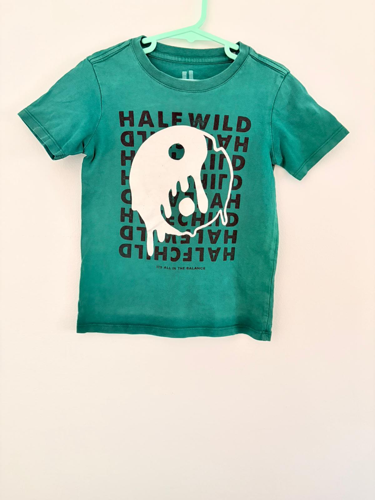 Size 4 Cotton on kids green “half wild” T-shirt.