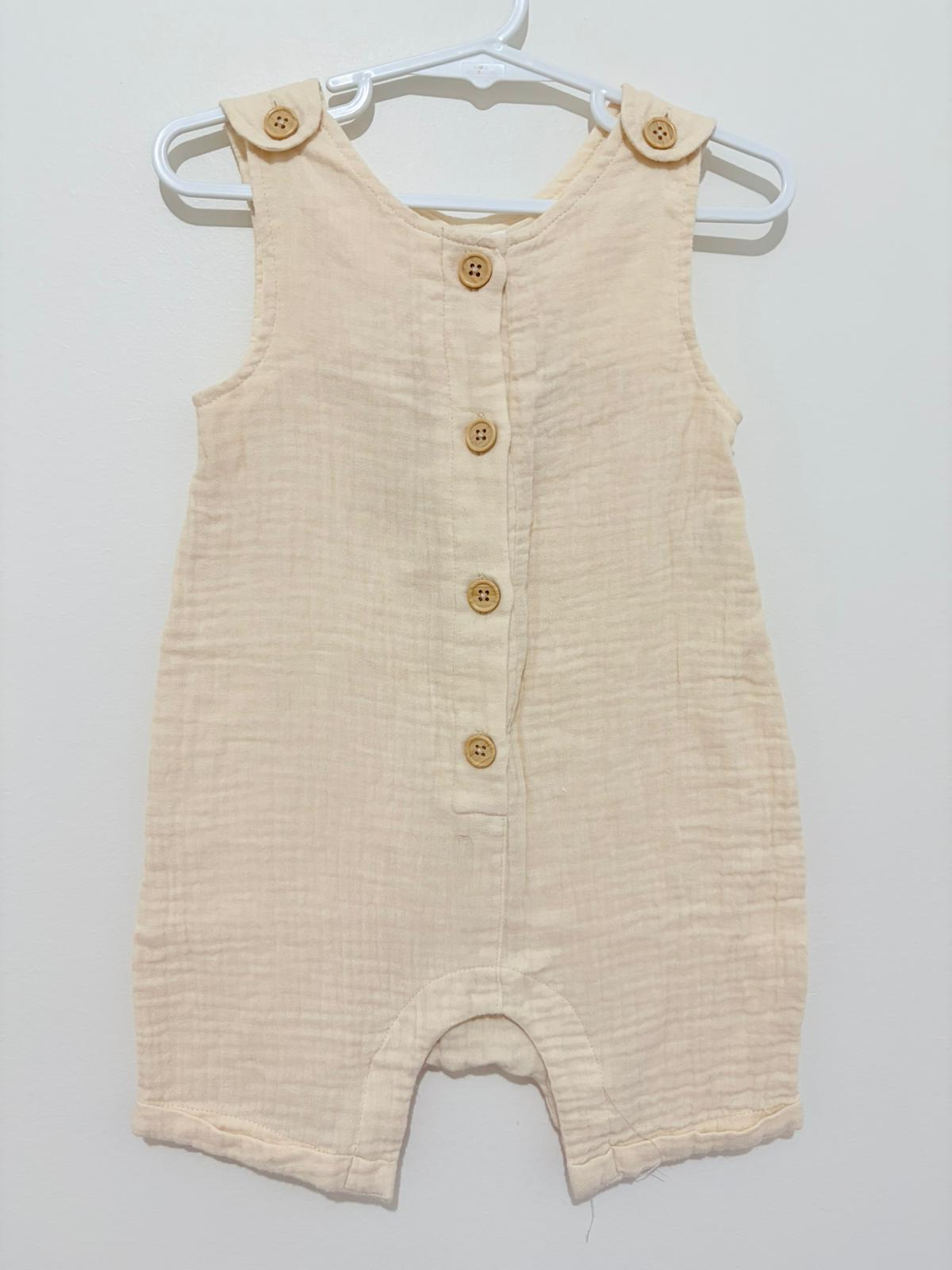 Size 1 Bilby cream linen summer onesie.