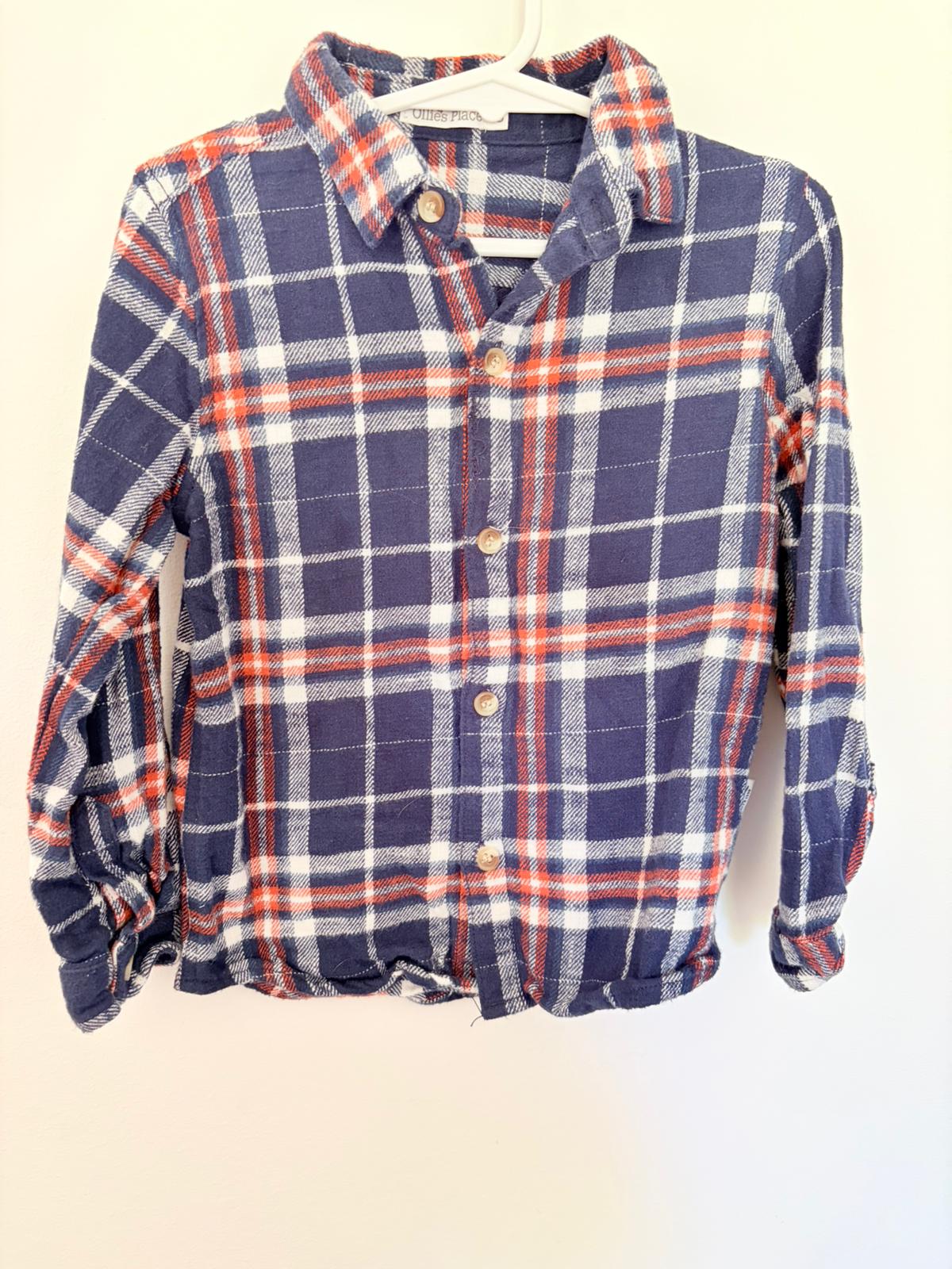 Size 5 Ollies place flannelette blue check shirt.