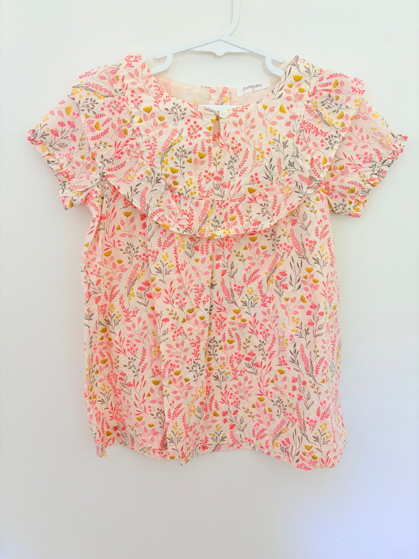 Size 5 Pure baby cotton pink floral print dress.