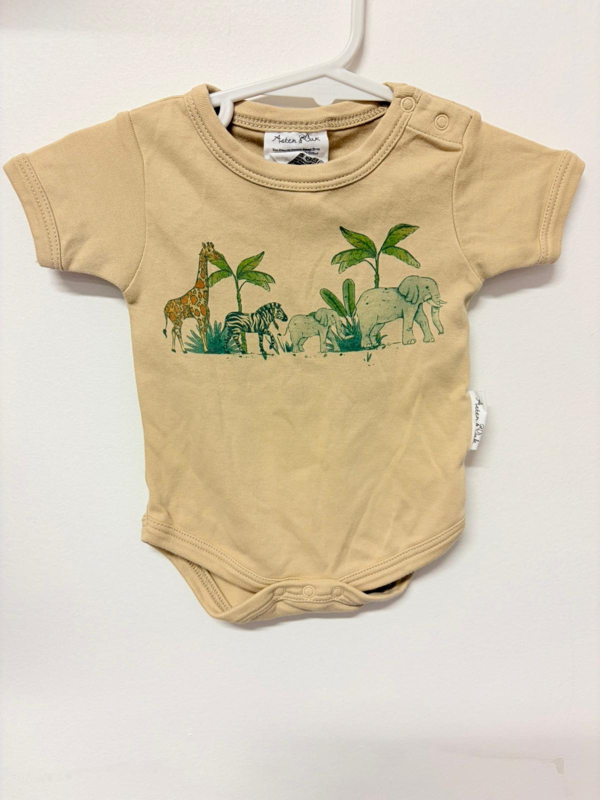 Size 000 Aster & Oak safari khaki bodysuit.