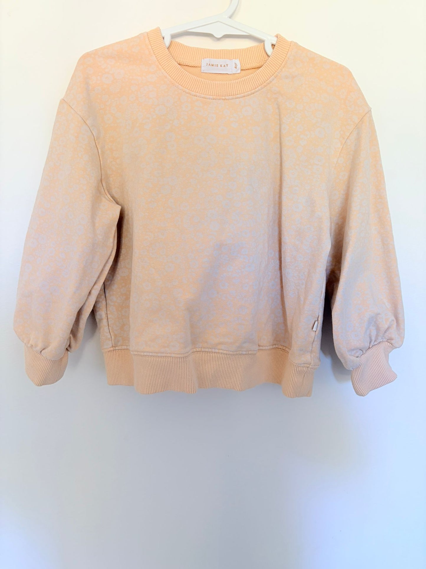 Size 4 Jaimie Kay yellow tiny floral print jumper.