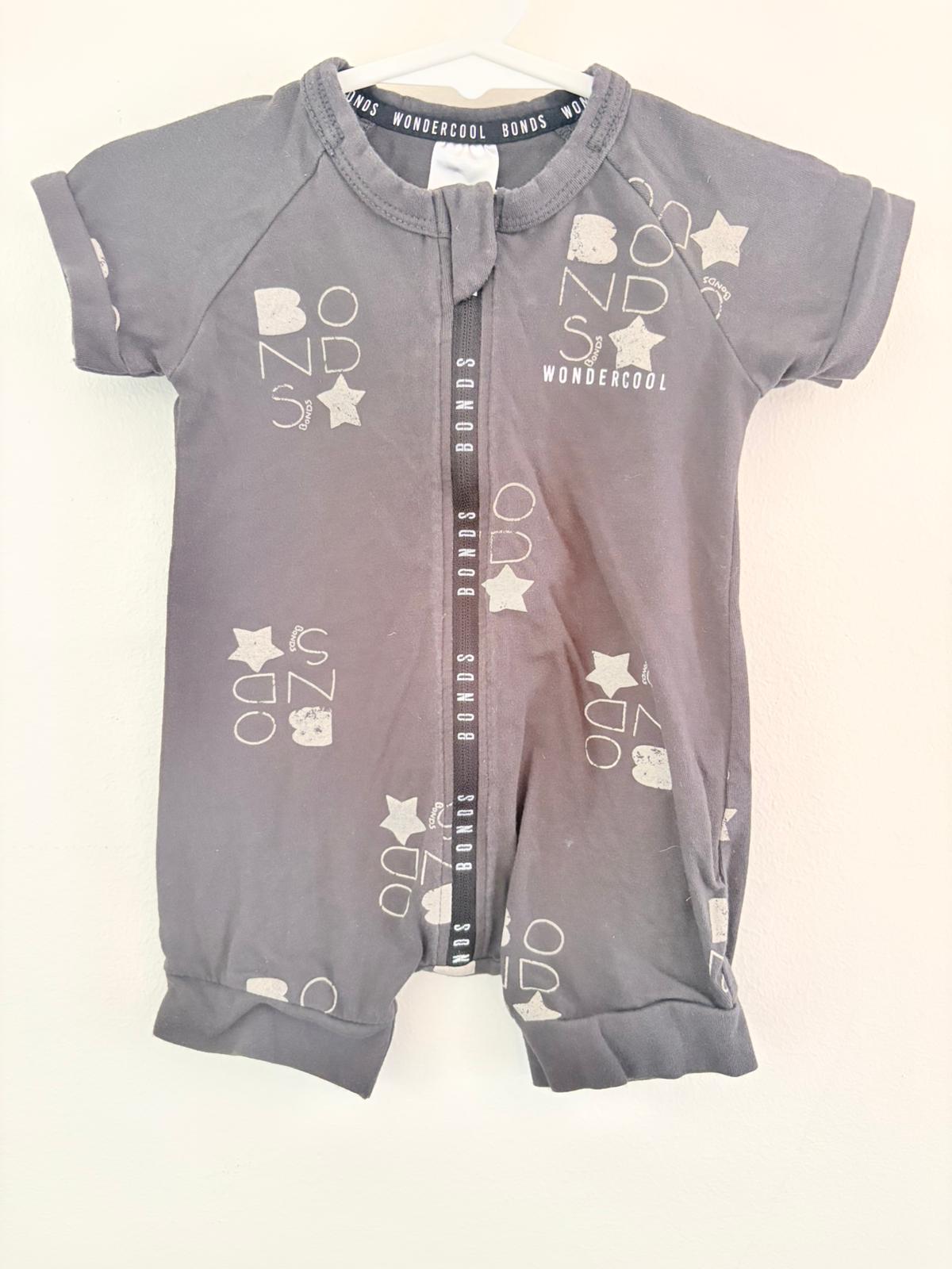 Size 000 Bonds wondersuit black logo.