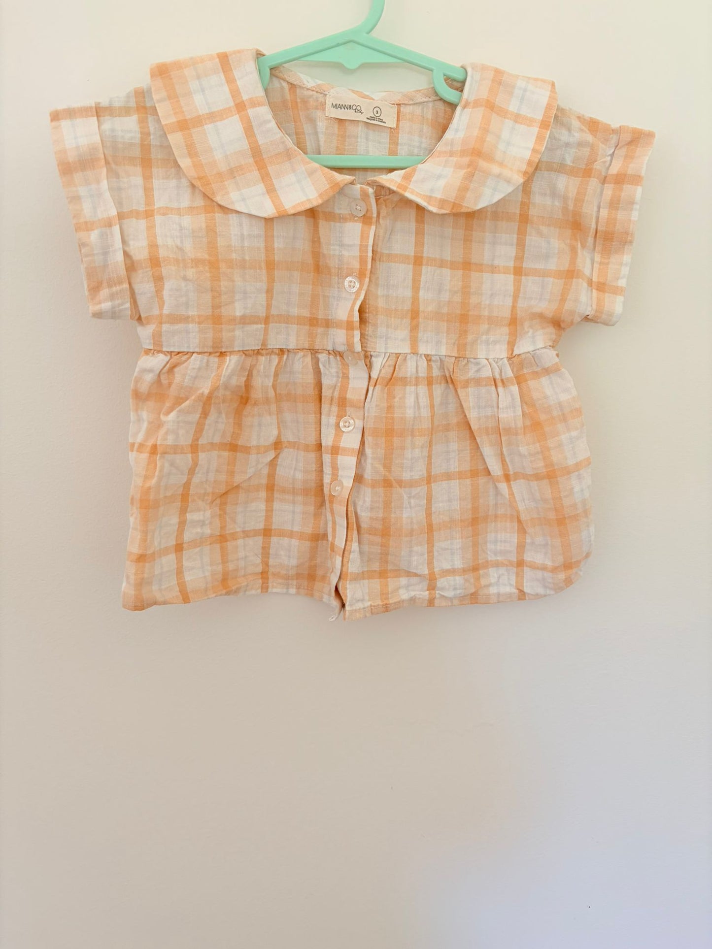Size 3 Miann & Co. cotton check blouse.