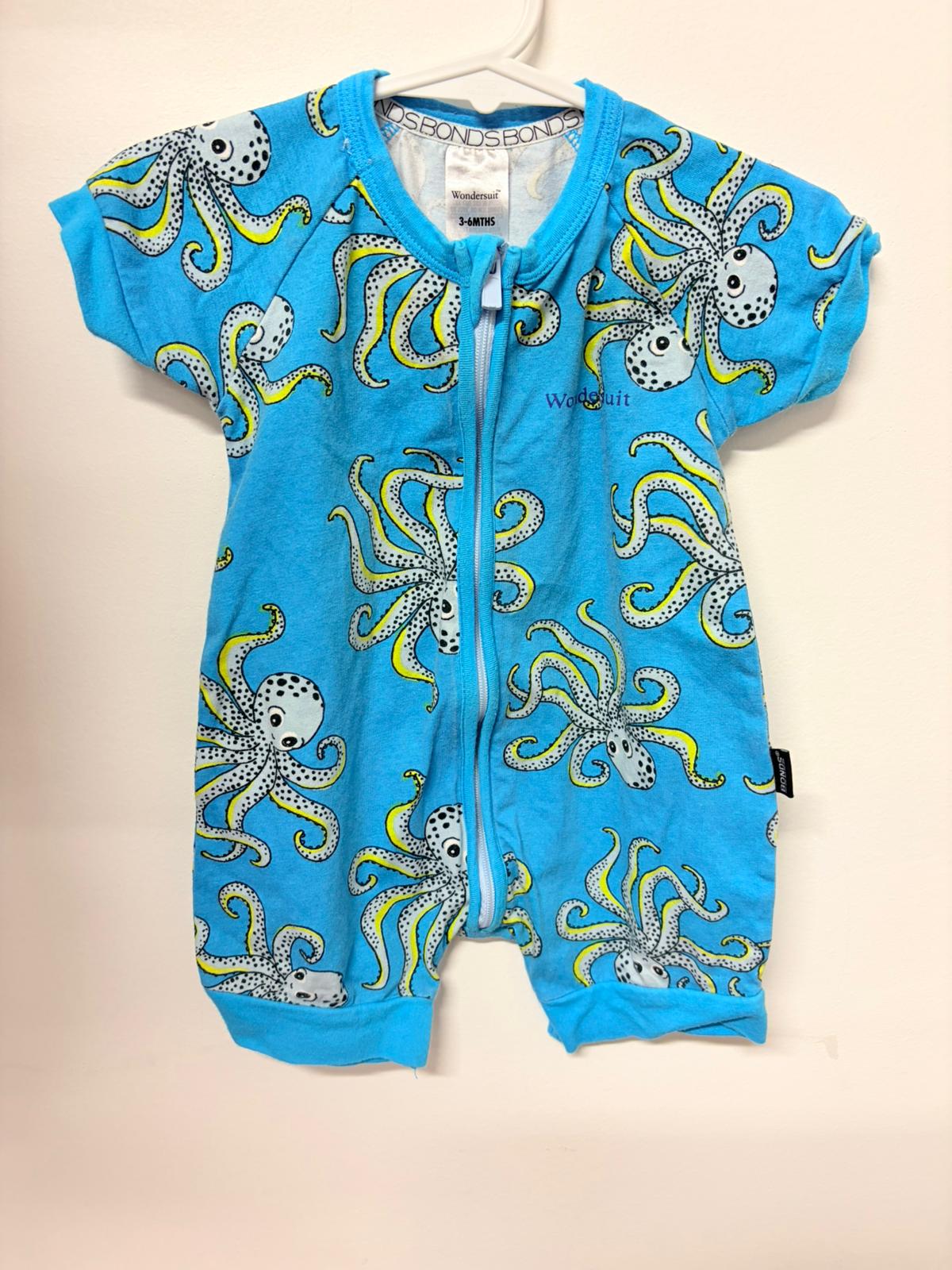 Size 00 Bonds wondersuit summer teal octopus print.