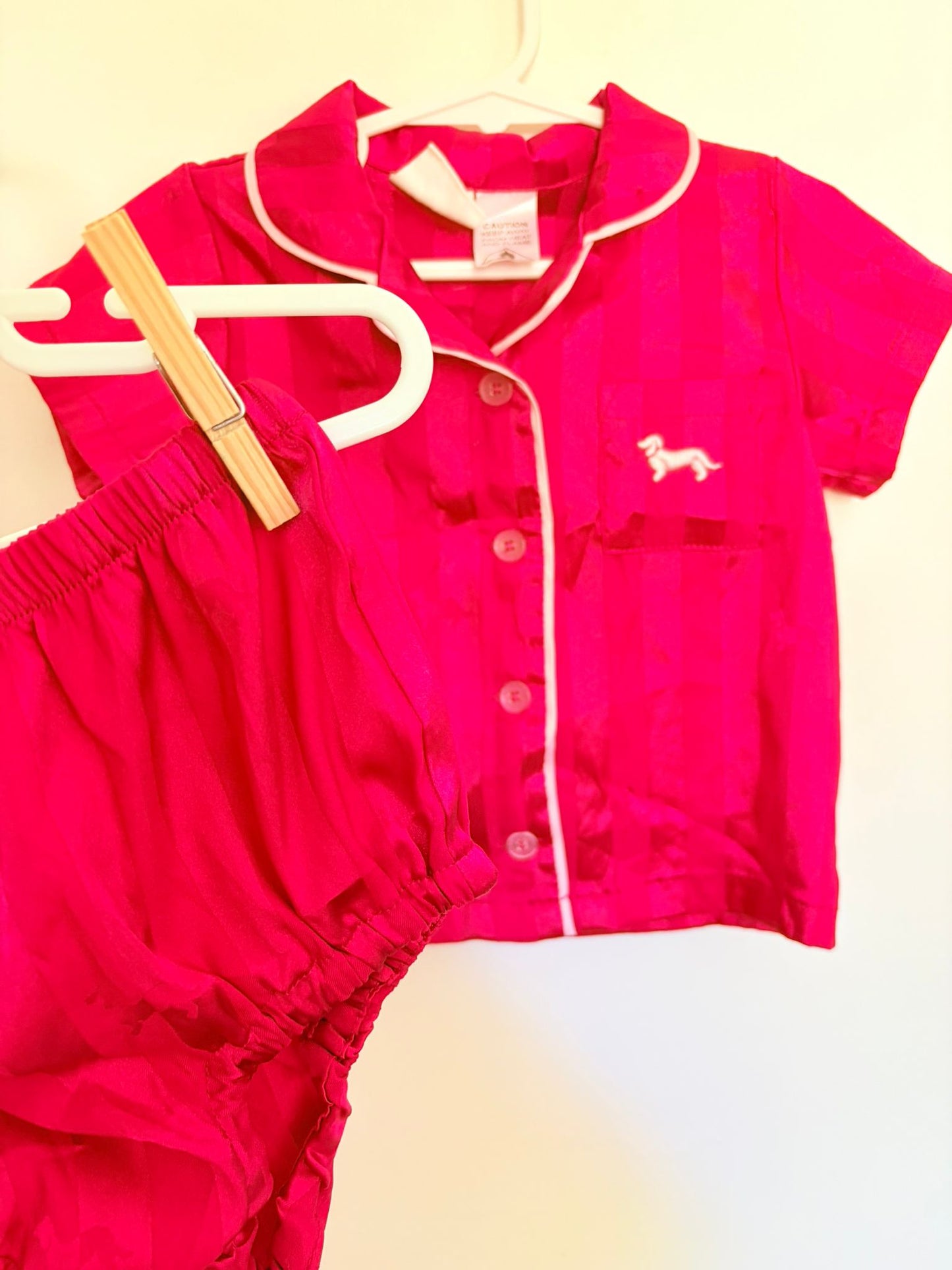 Size 1 Peter Alexander red satin pyjamas.