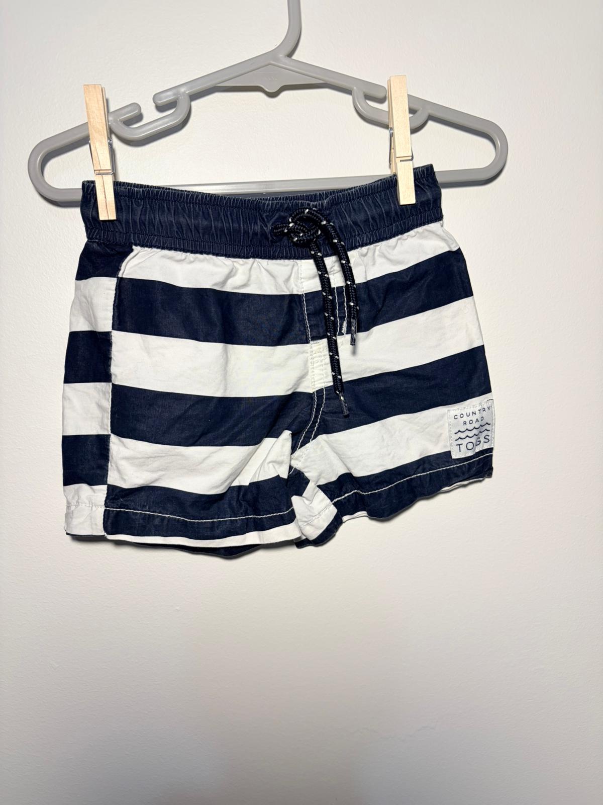 0 Brontë surf shorts black & white stripe.