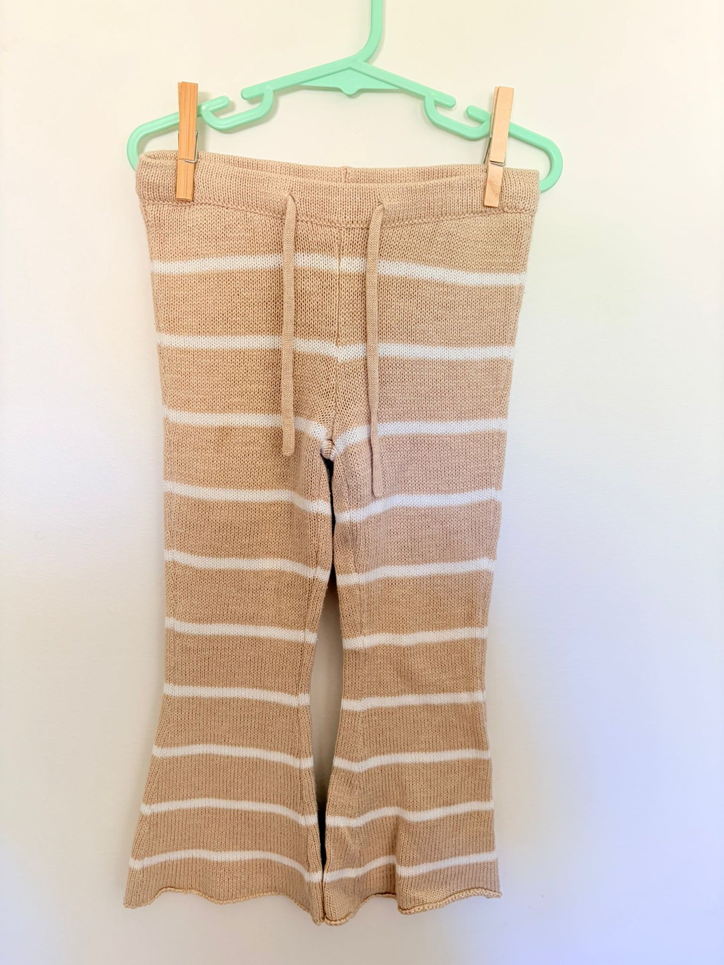 Size 3 GHANDA knitted cream/white stripe trousers/pants.