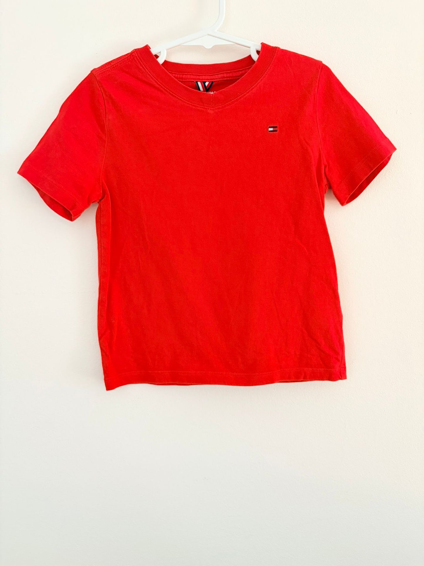 Size 3 Tommy Hilfiger red T-shirt embroidered logo.
