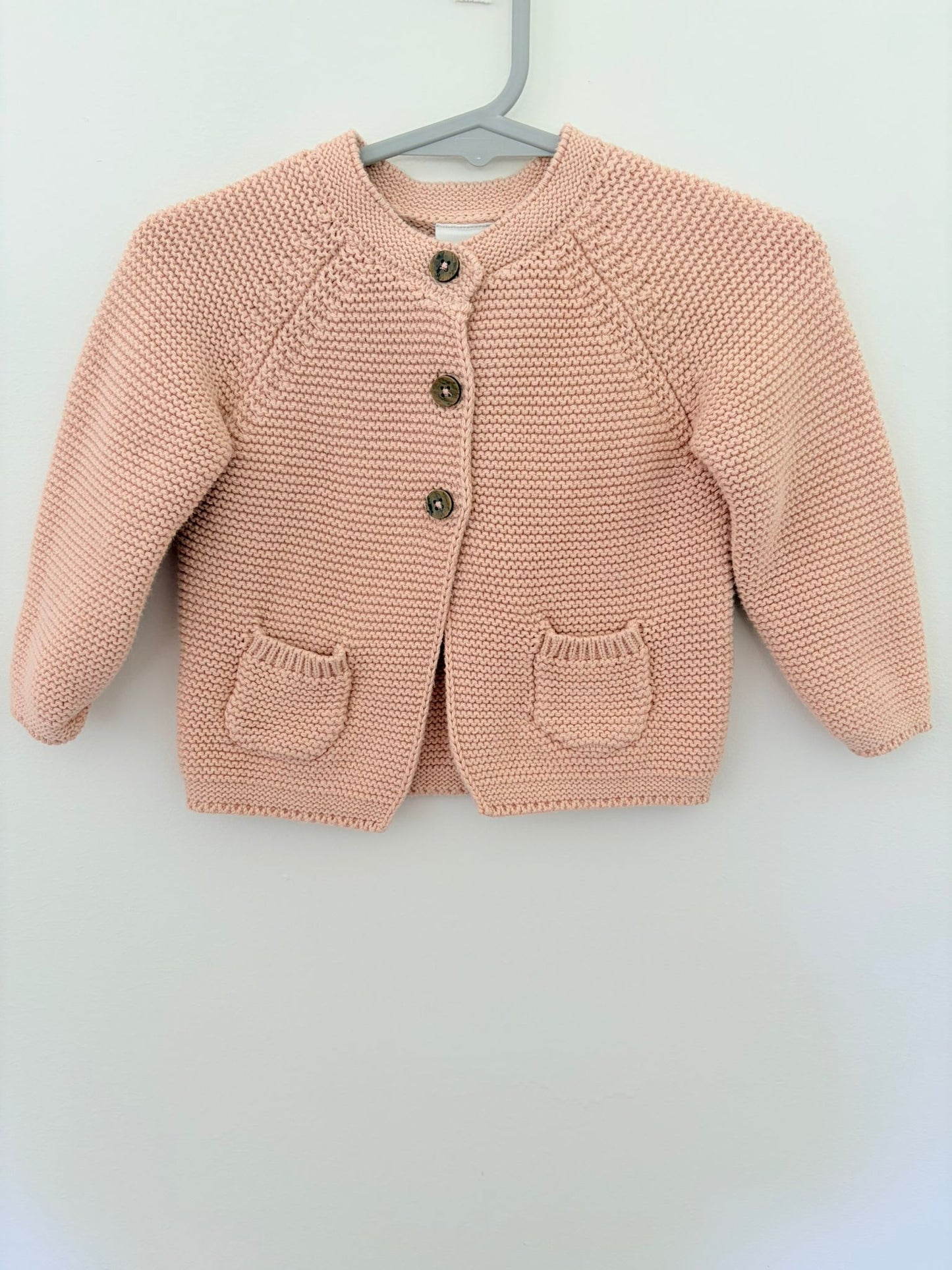 0 Baby Berry peach chunky knit cardigan.