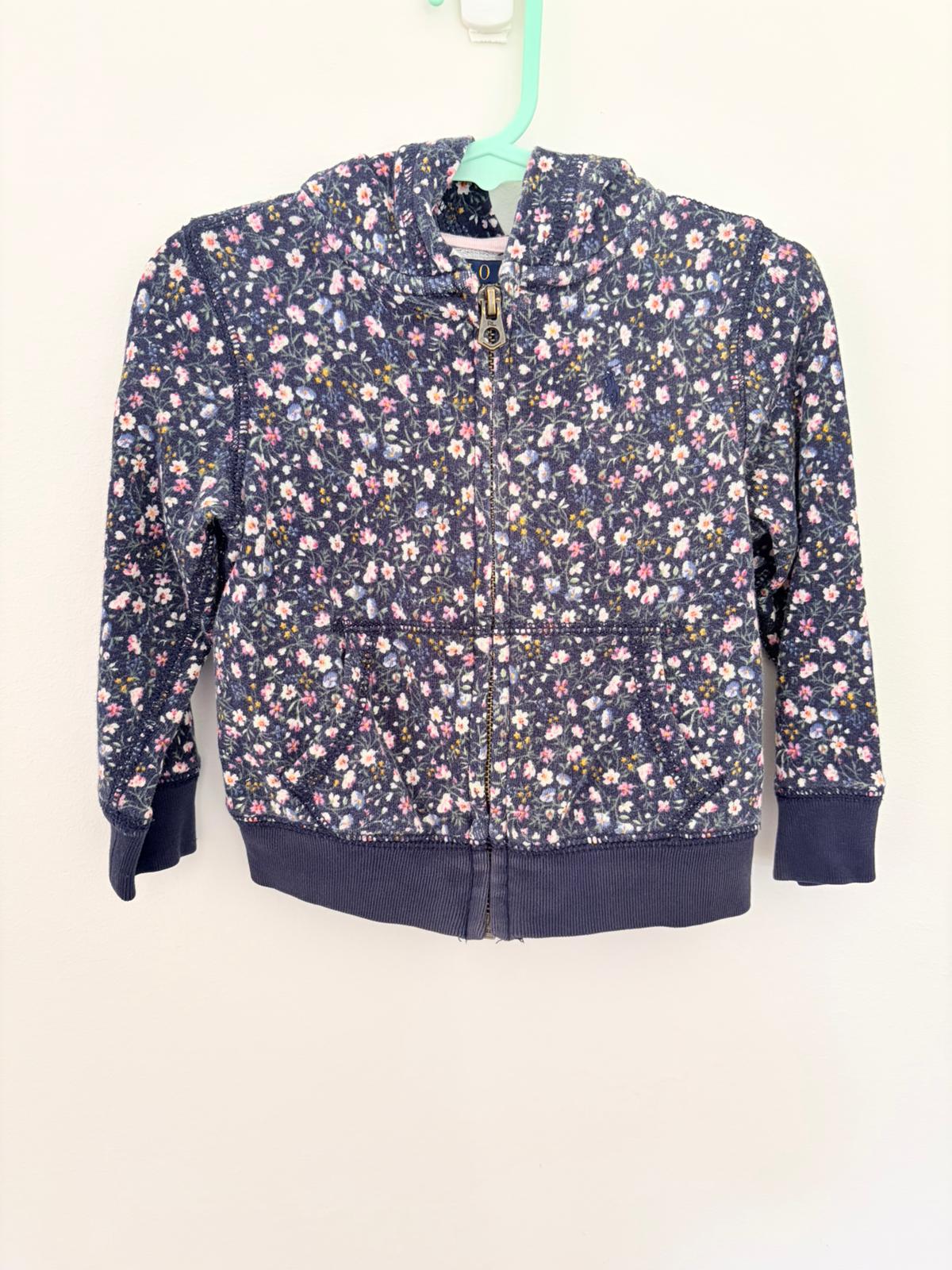 Size 2 Ralph Lauren blue hoody floral print.