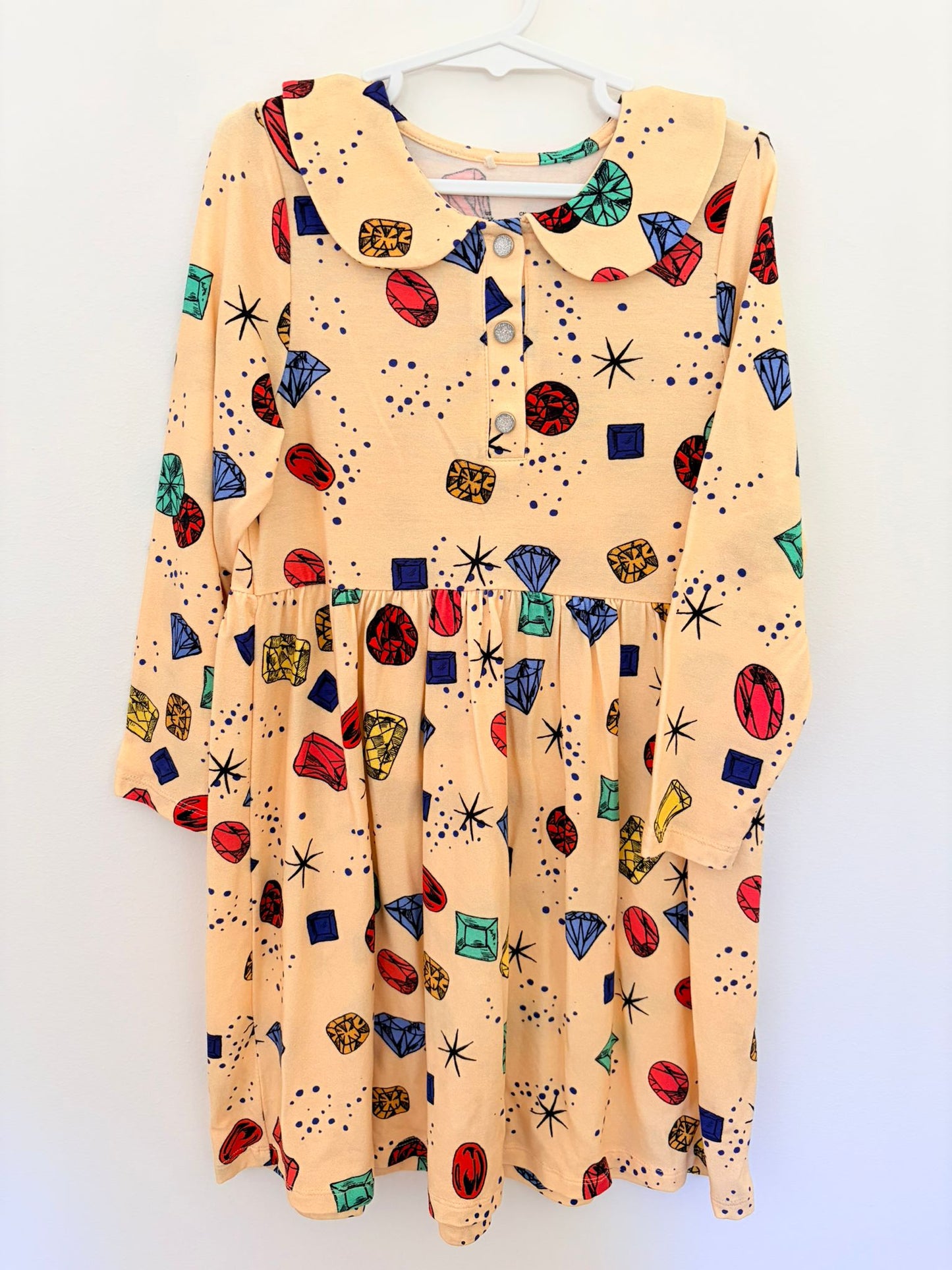 Size 5 Mini Rodini Jewel dress long sleeved yellow.