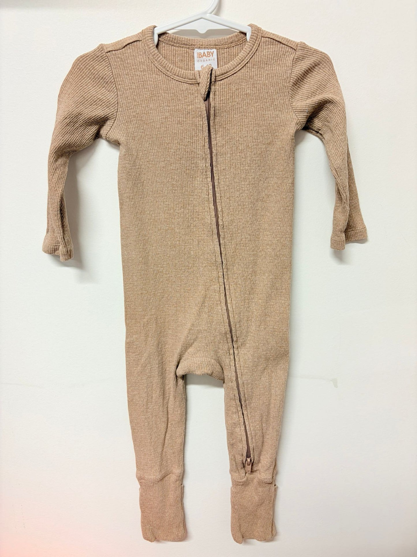 0 Cotton on baby brown zipped onesie.