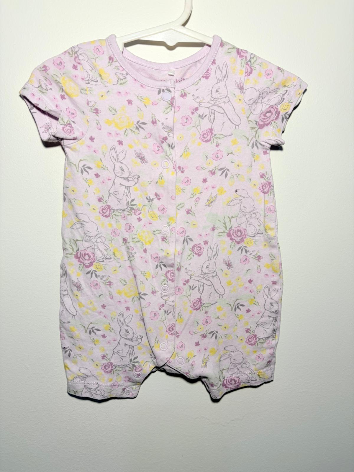 00 Peter rabbit purple print romper.