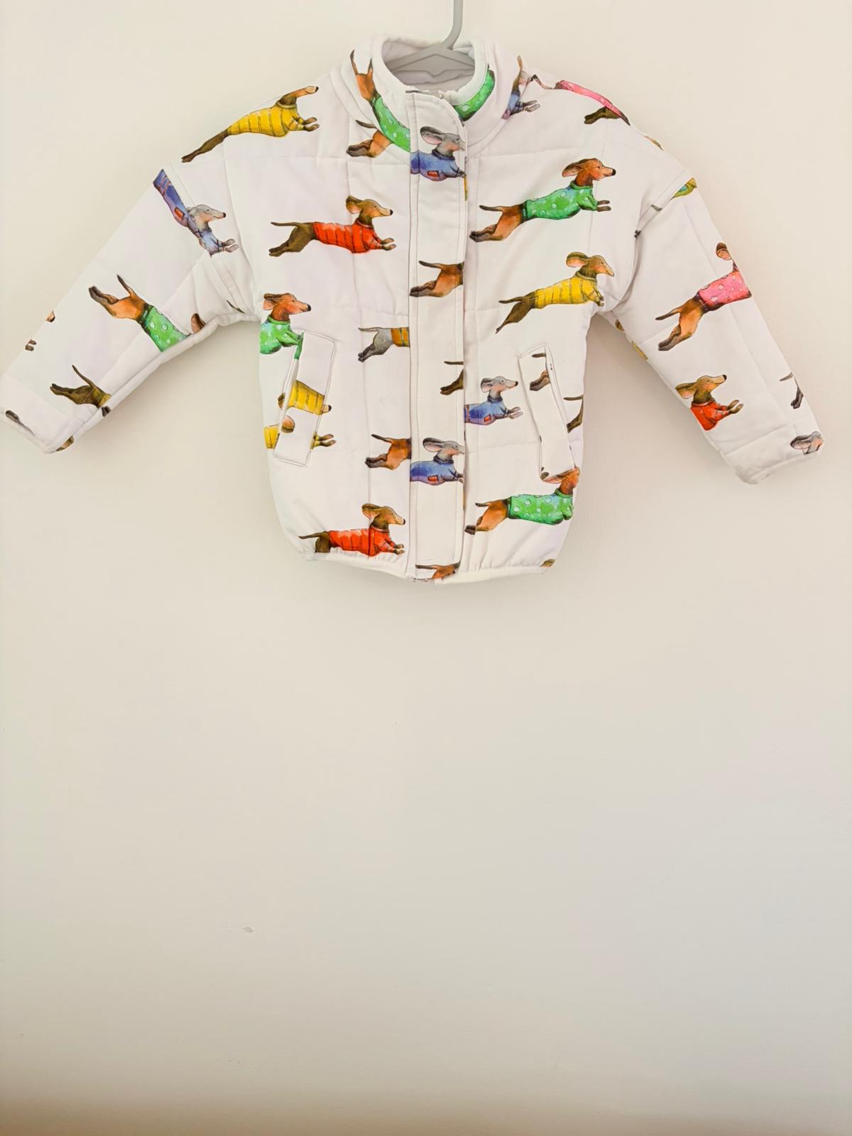 Size 3 cheeky chickadee dachshund print jacket.
