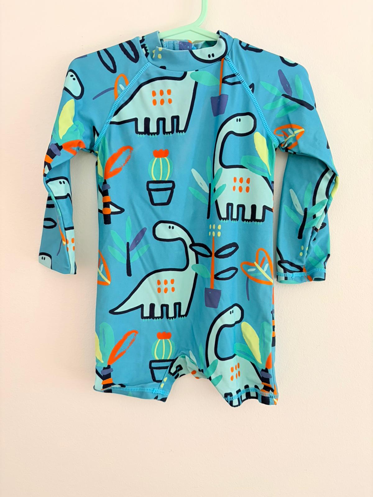 Swimwear Jack & Milly teal Dino print suit.