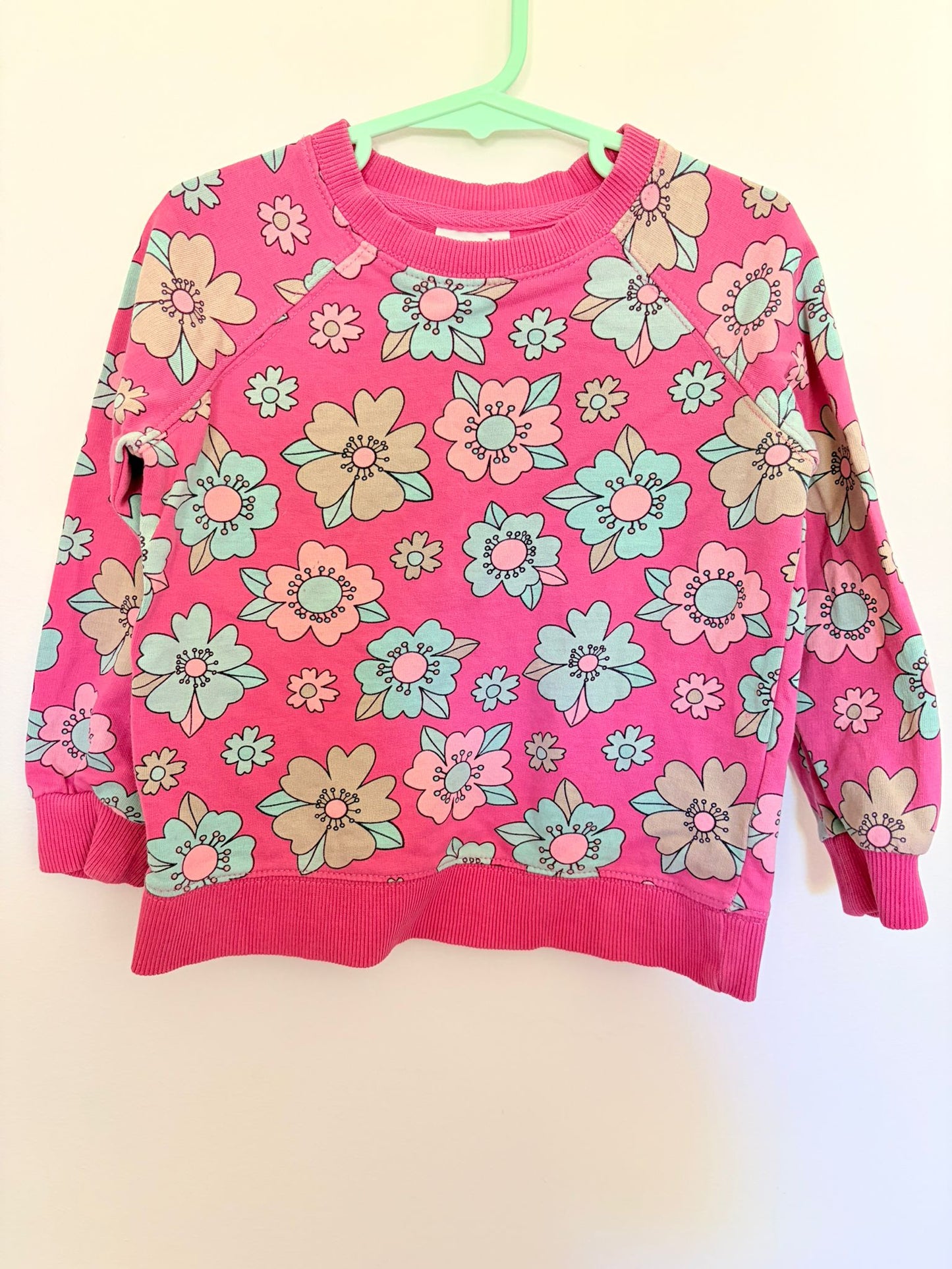 Size 4 Seed jumper pink bold floral print.