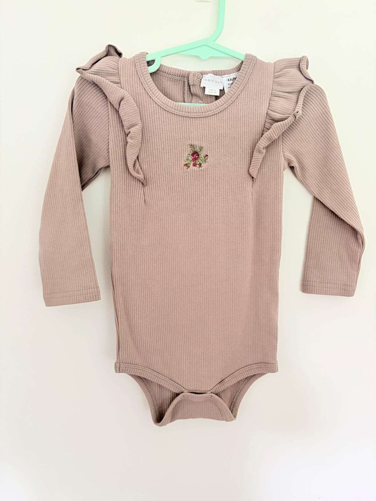 Size 2 Jamie Kay bodysuit embroidered floral motif.