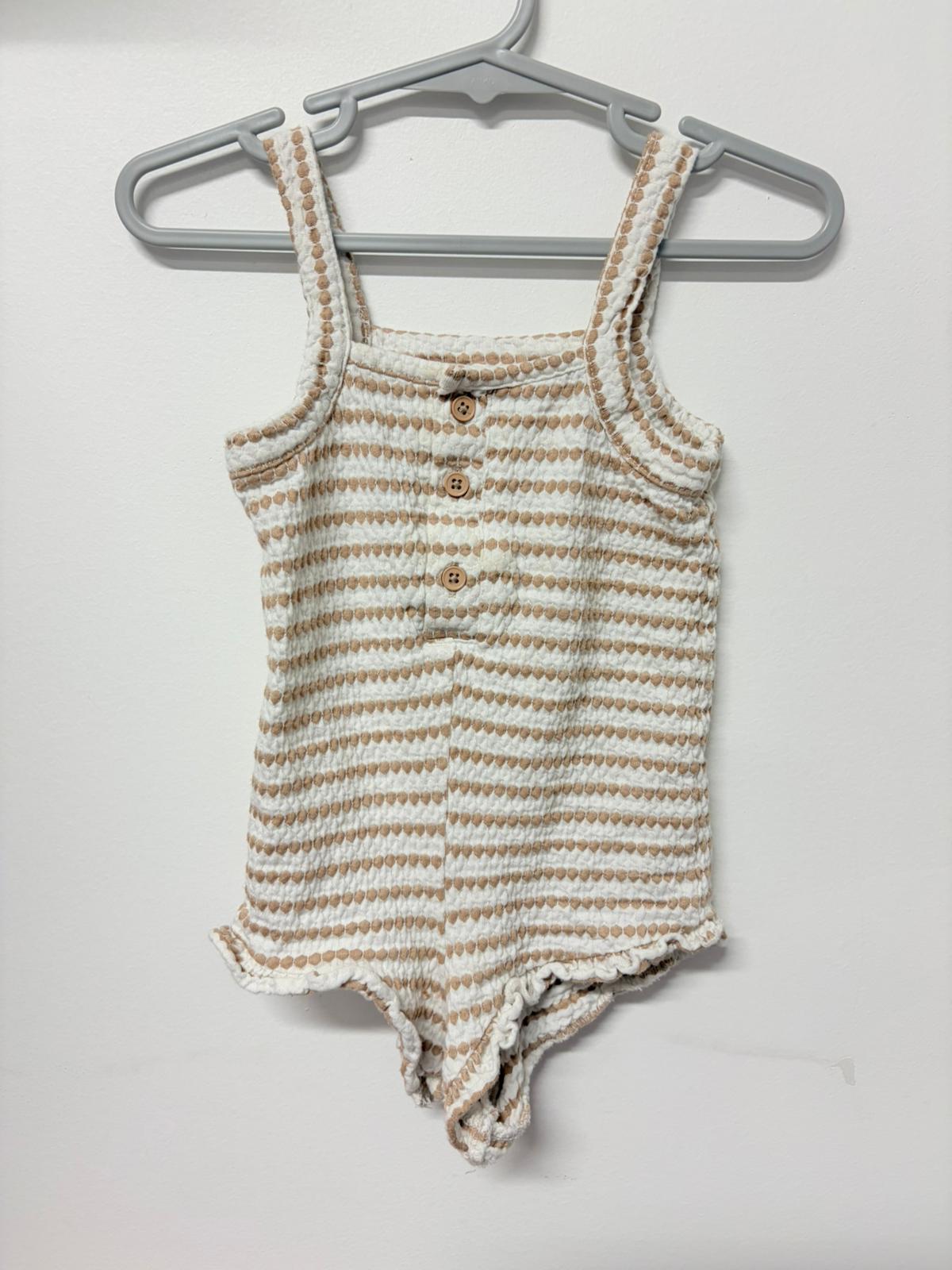 Size 1 Baby Berry orange & cream stripe romper.