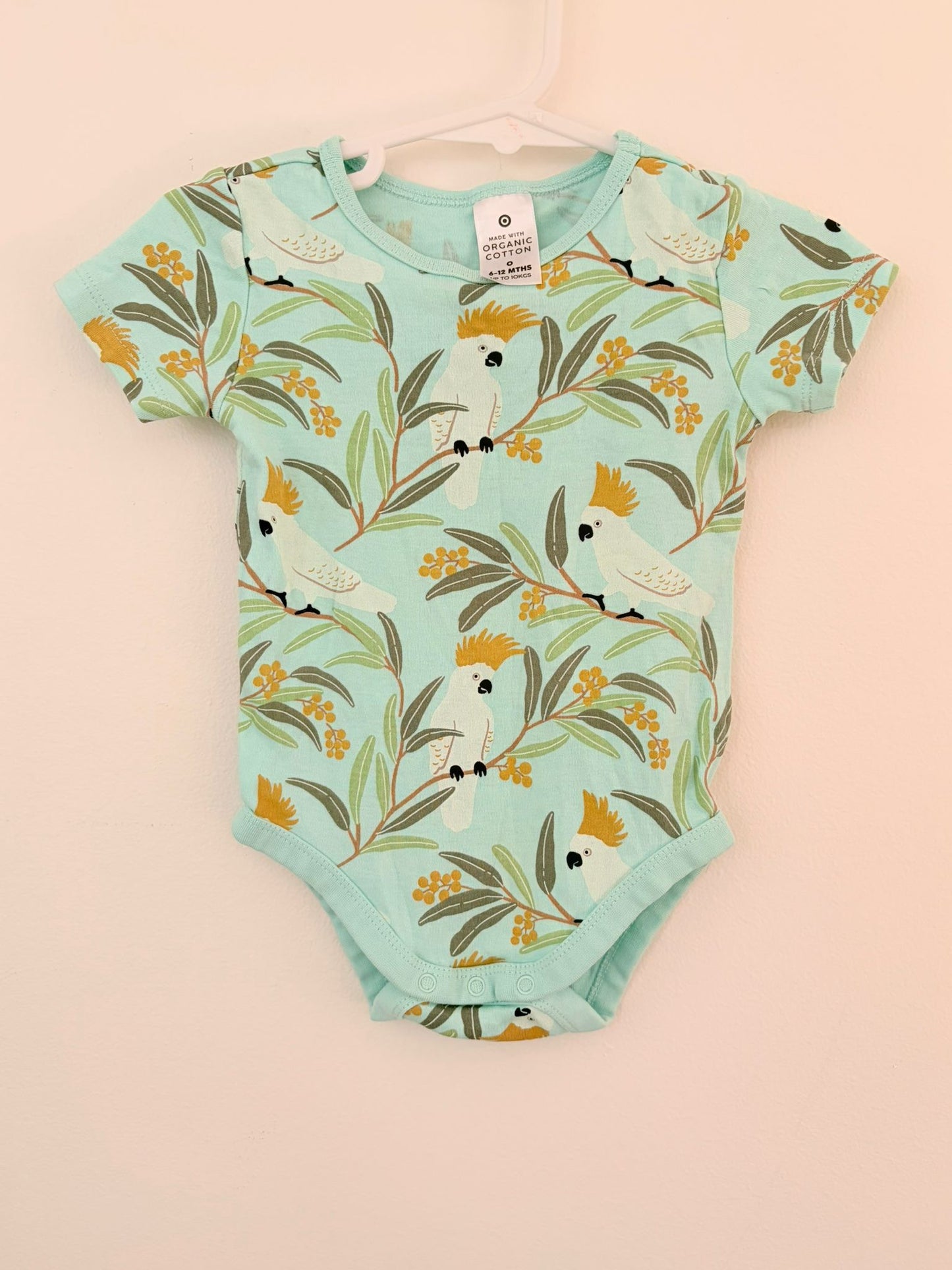 Size 0 Target mint cockatoo print bodysuit.
