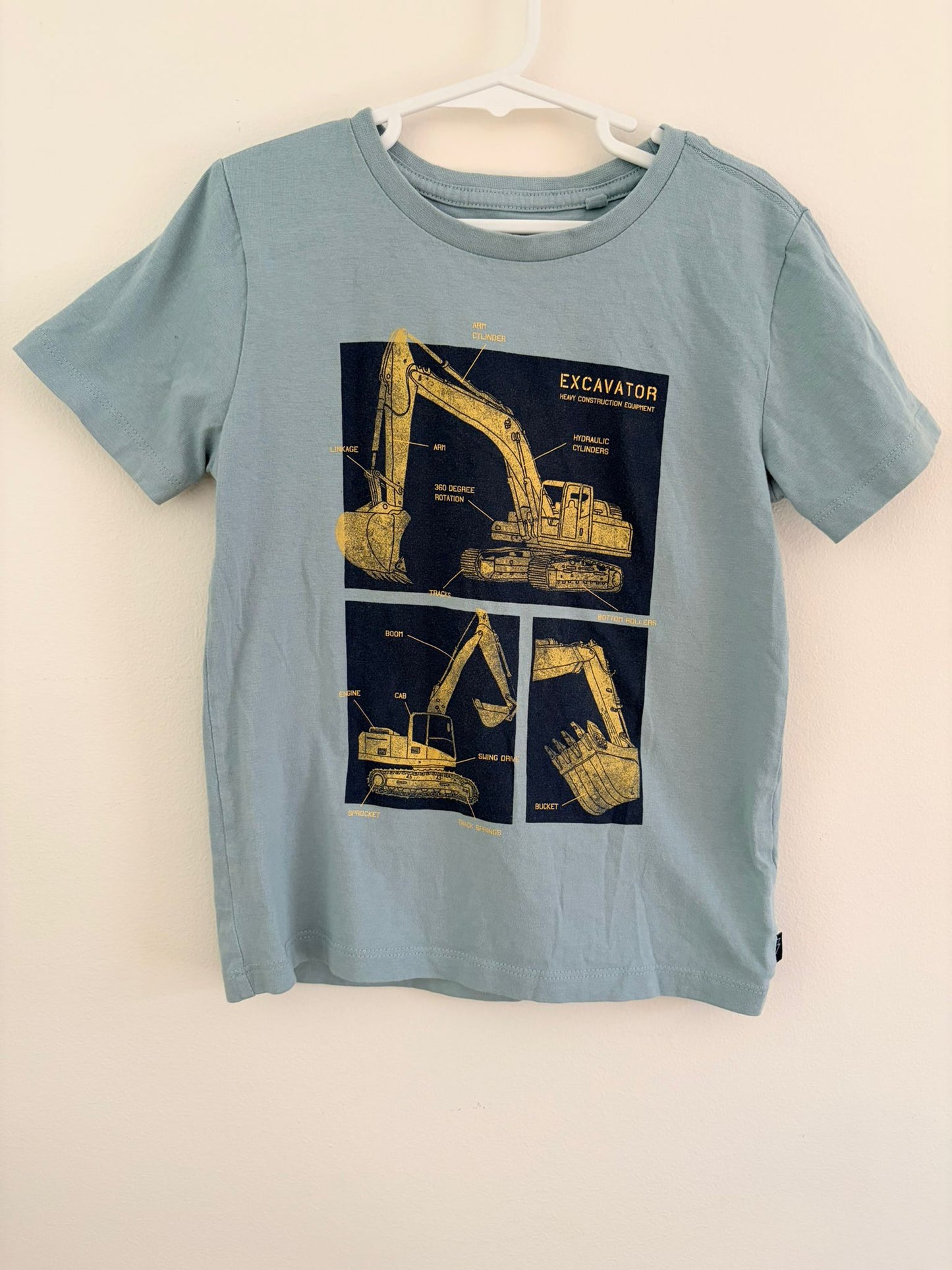 Size 6 Target light blue excavator print T-shirt.
