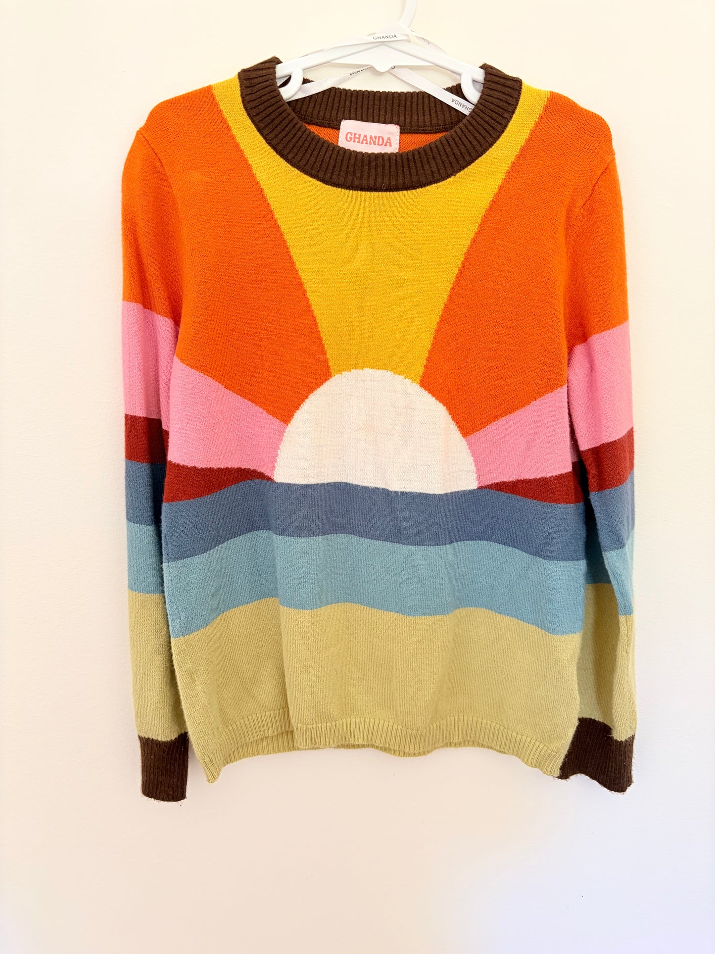 Size 7 Ghanda thin knitted jumper sunset