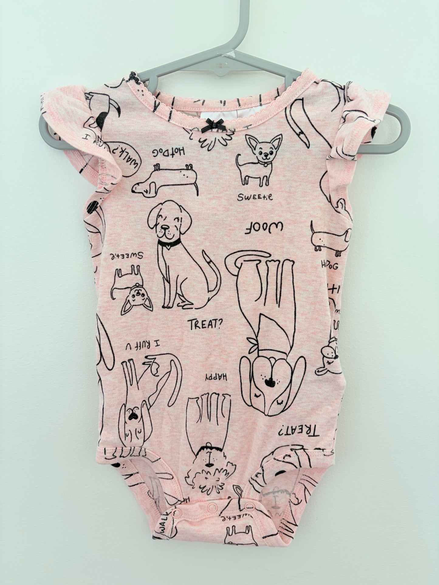 Size 1 carters pink bodysuit with dog print