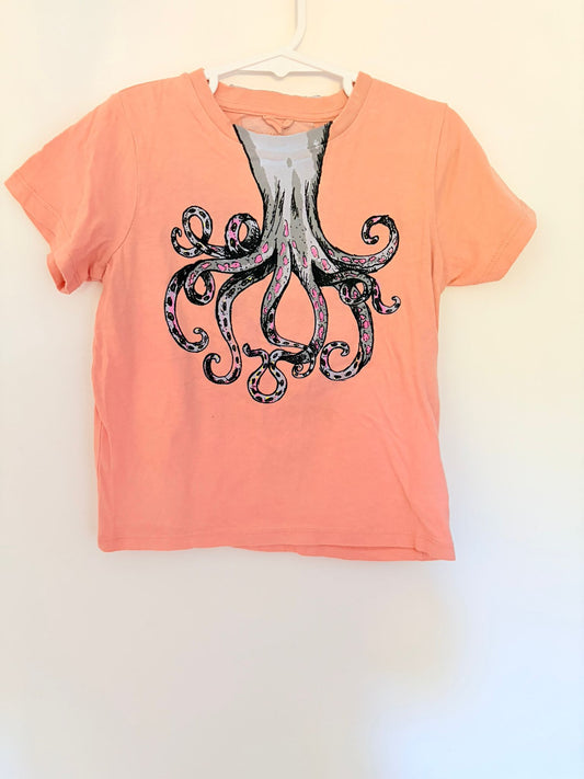 Size 4 Stella McCartney kids peach octopus T-shirt.