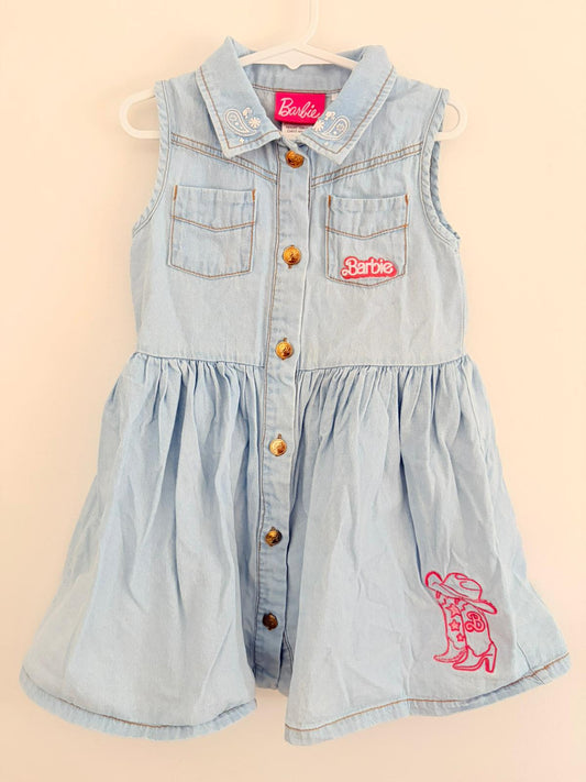 Size 4 Barbie denim button up dress.