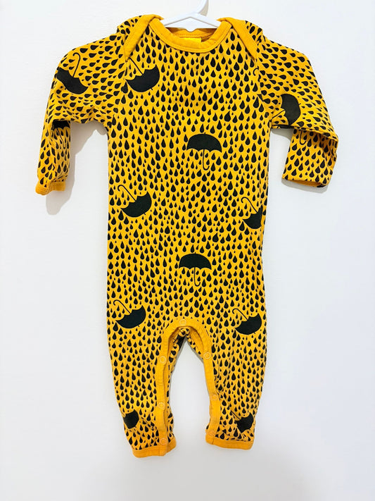 Size 00 More than a fling Scandi orange rain print onesie.