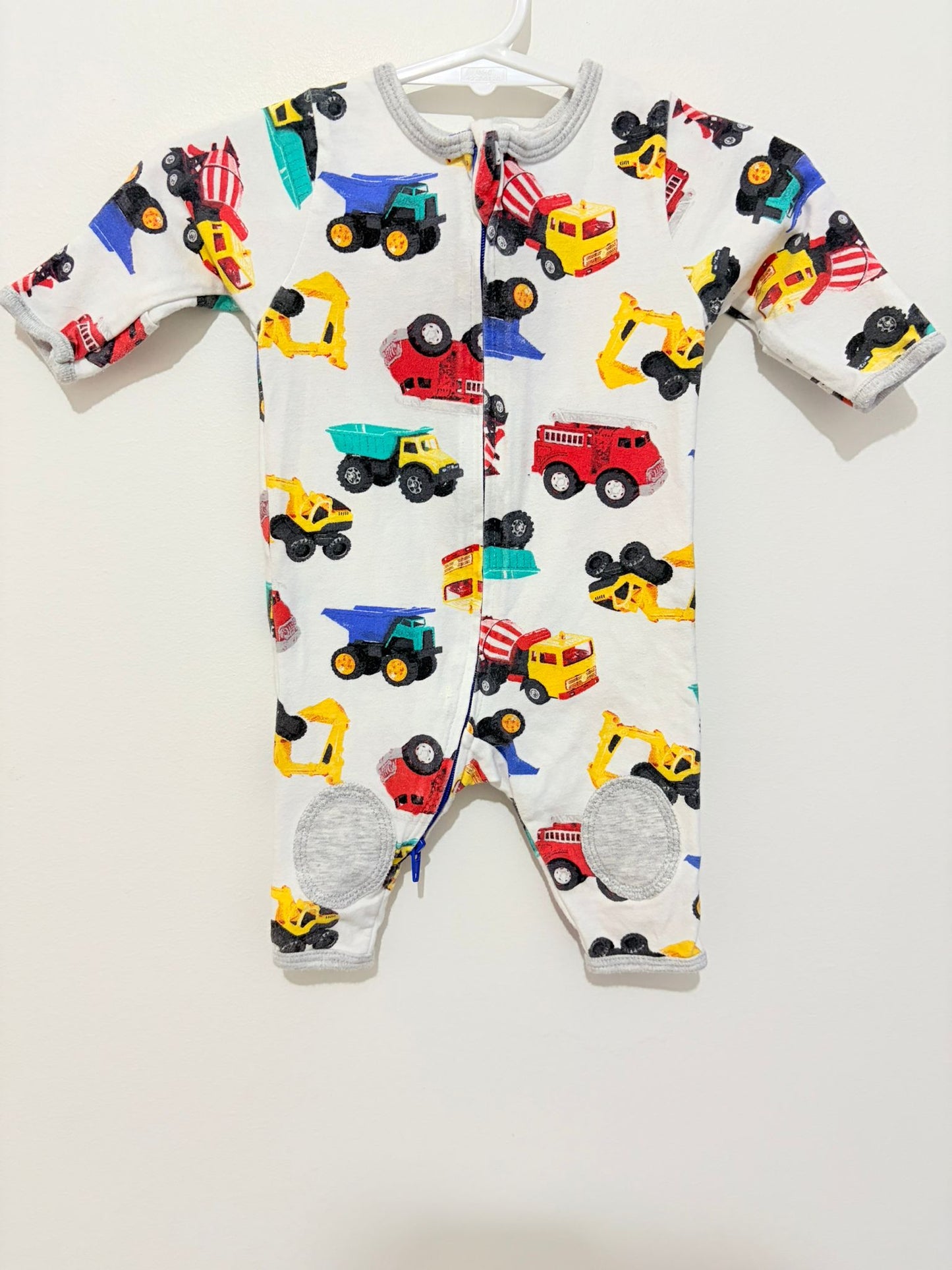 Newborn Dymples trucks and digger sprint onesie.