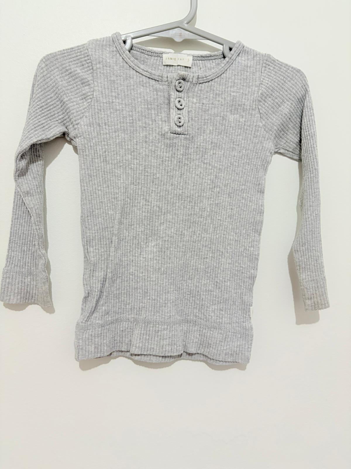 Size 1 Jamie Kay grey ribbed long sleeve top.