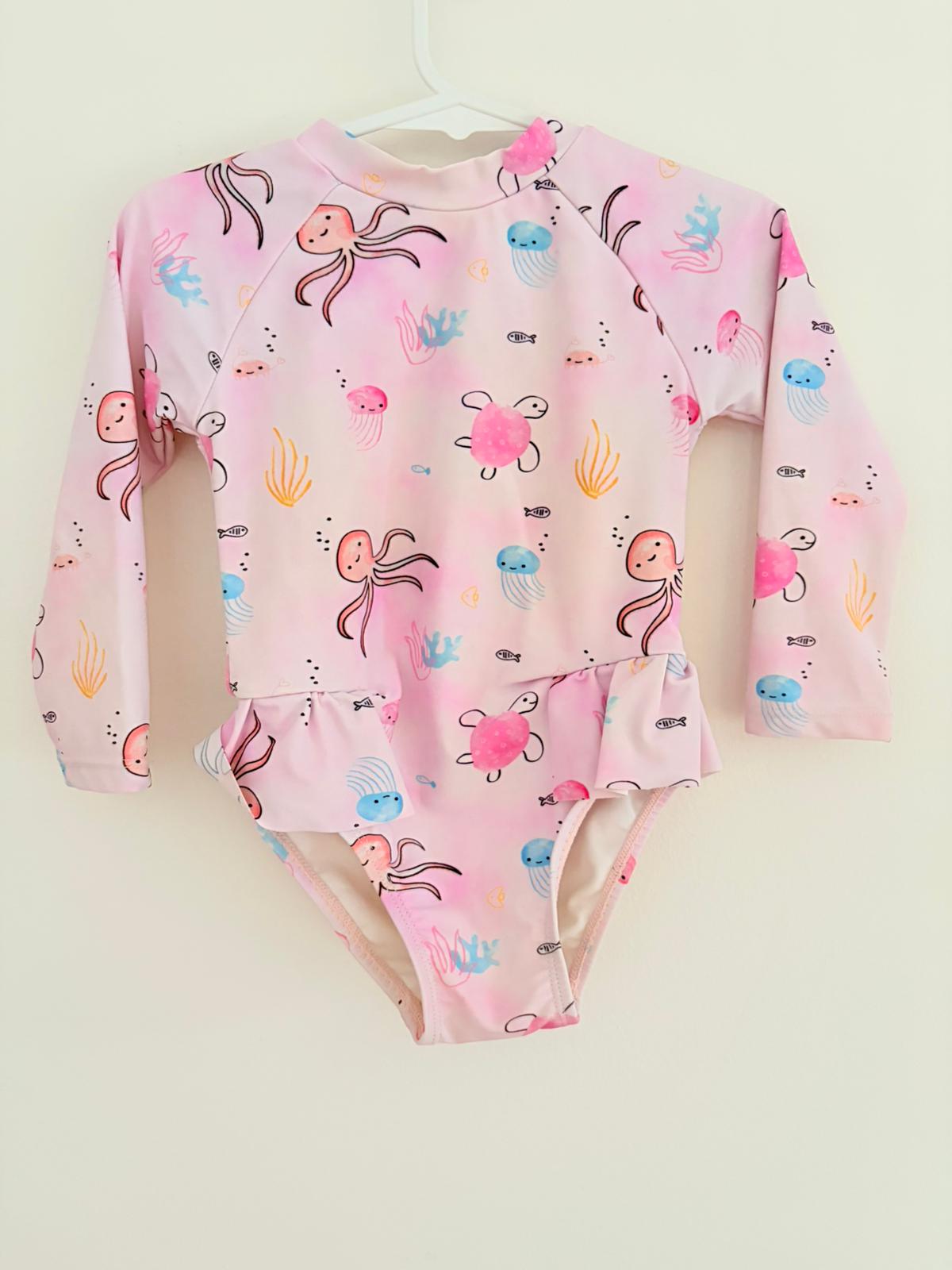 Swimwear Size 1 No label baby pink animal print swimsuit.