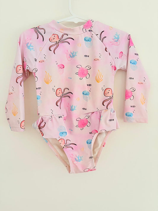 Swimwear Size 1 No label baby pink animal print swimsuit.