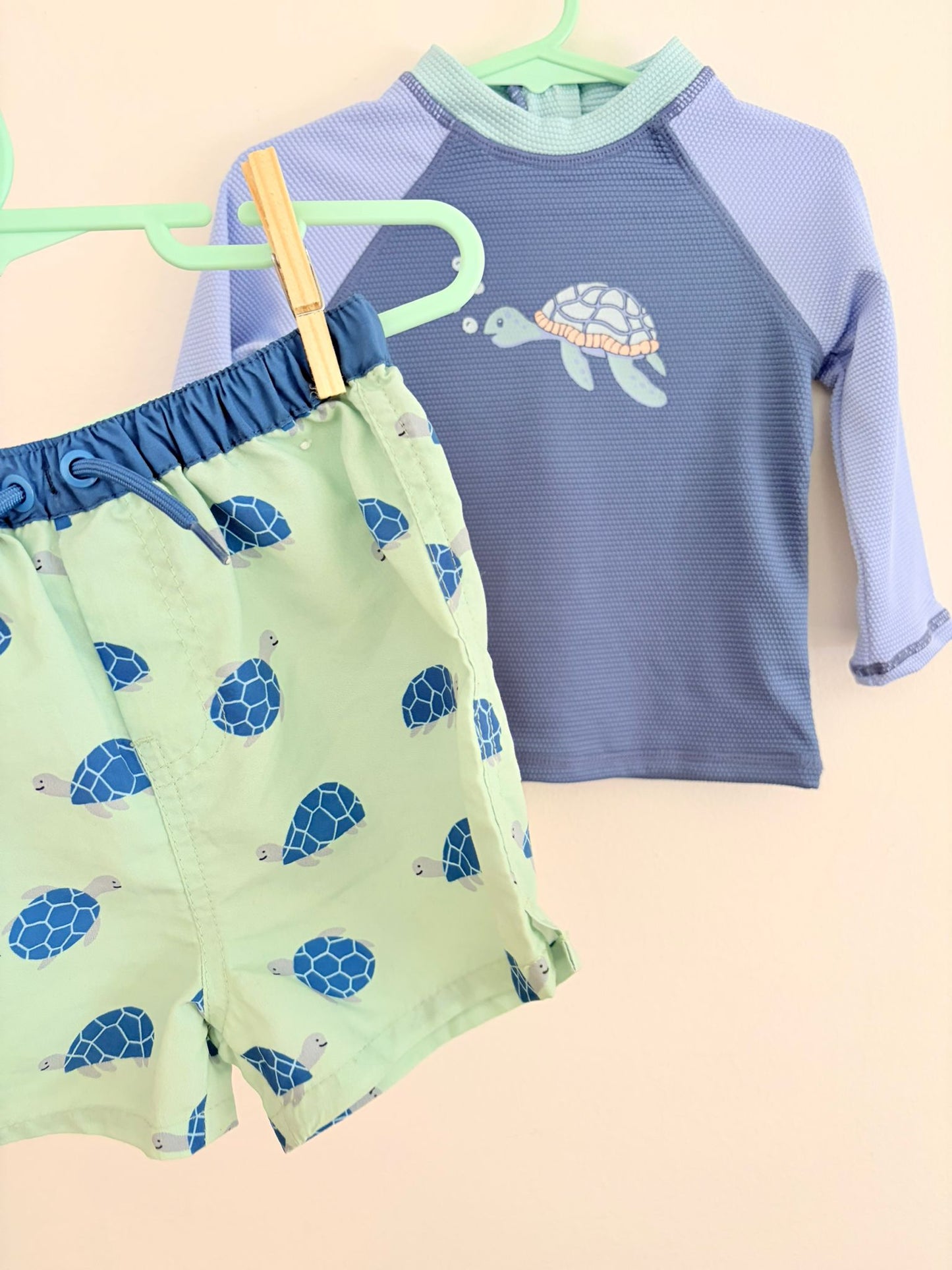 Swimwear size 1 Cotton on baby two piece turtle print set.