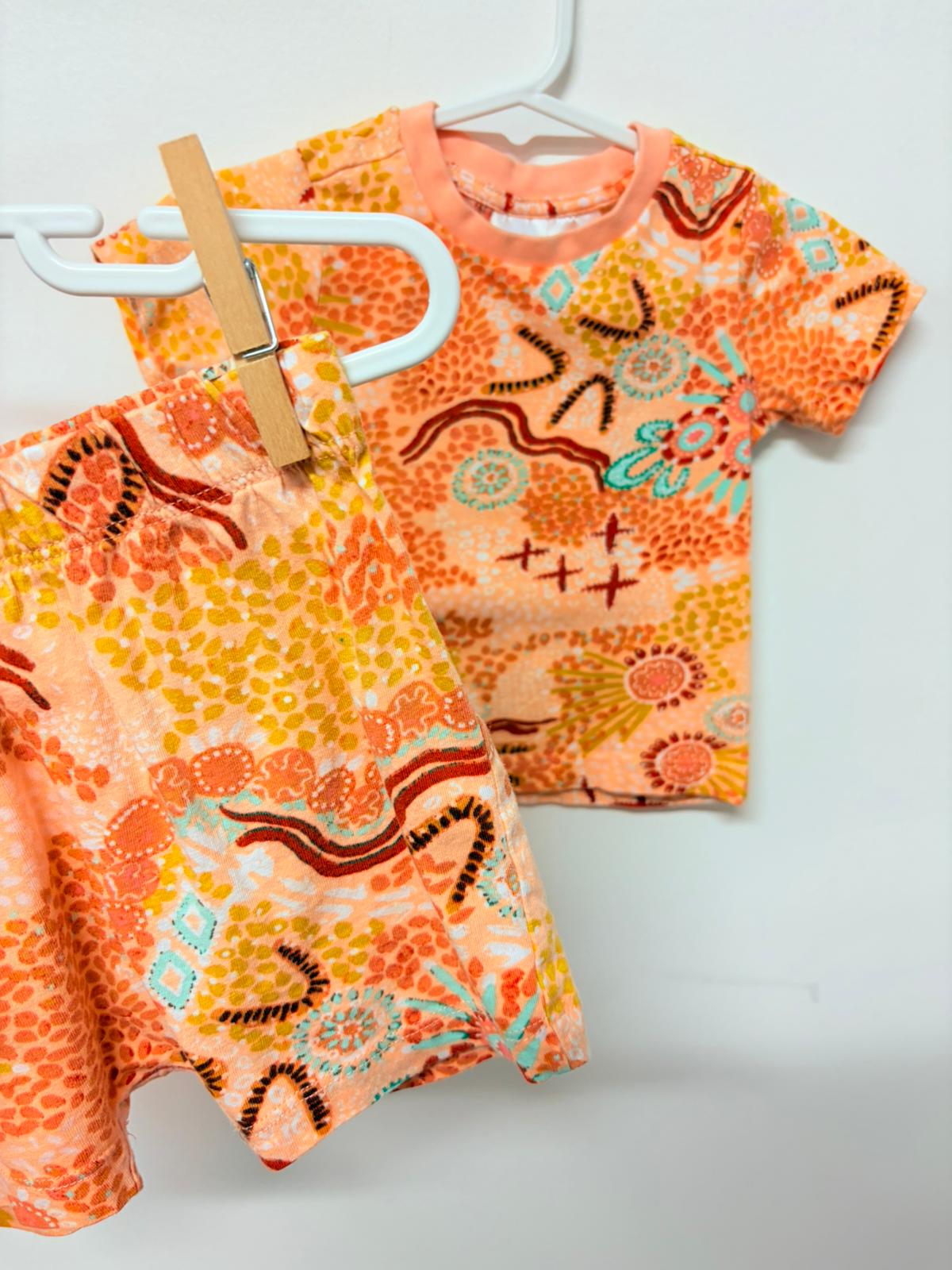 Size 0 Target aboriginal design T-shirt and shorts set.
