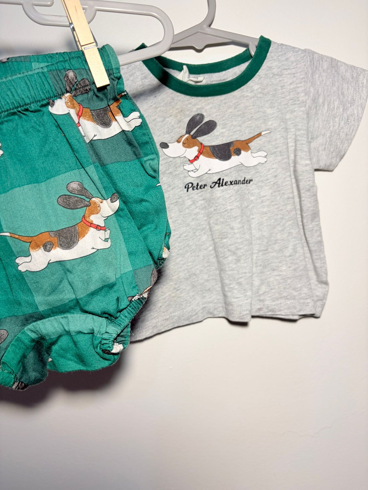 0 Peter Alexander summer pyjamas green/grey dog print.