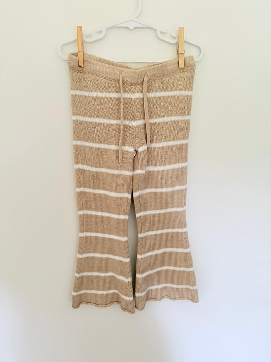 Size 3 GHANDA Cream/white striped knitted pants.