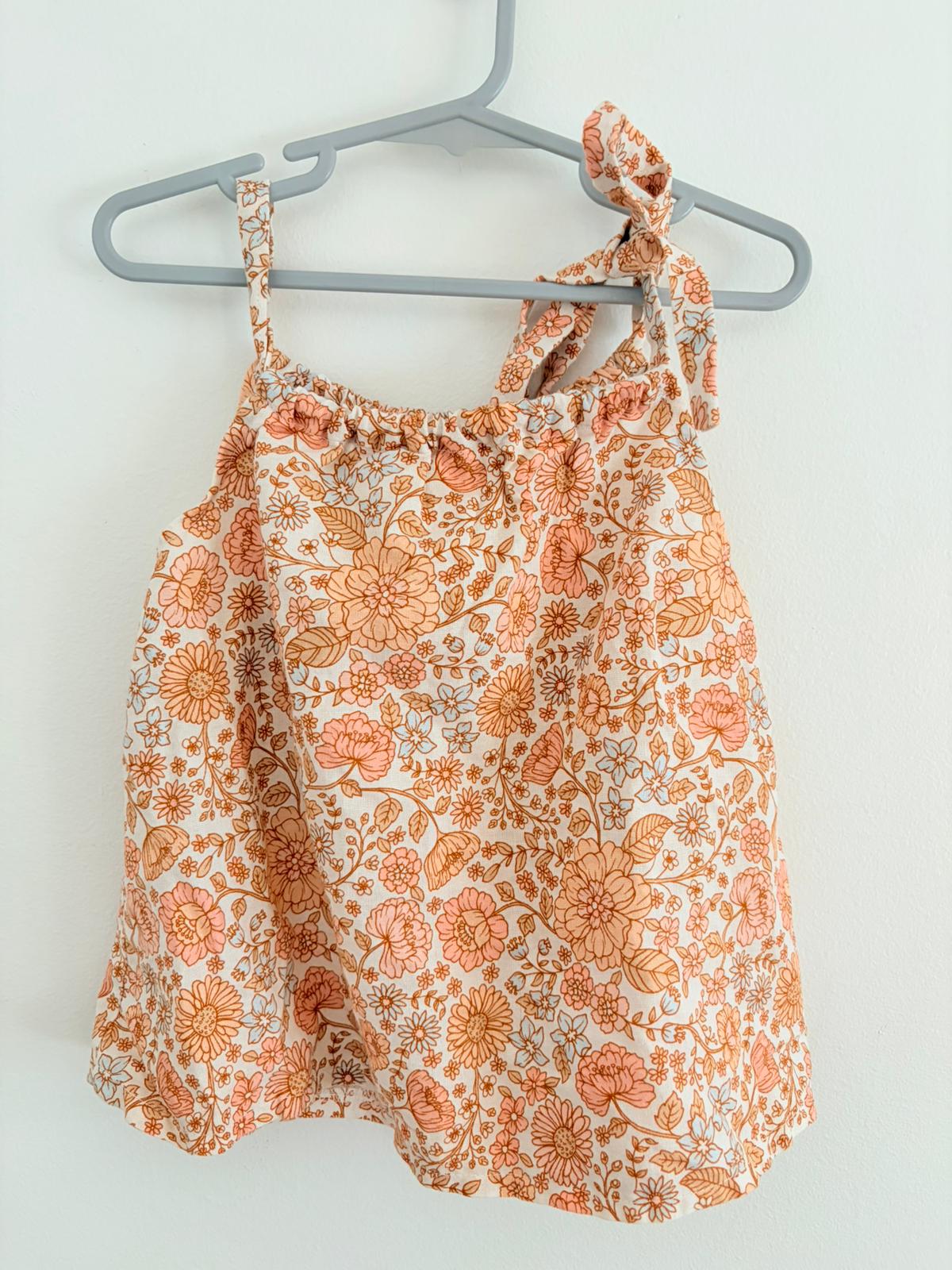 Size 5 Hand made cotton top floral print.