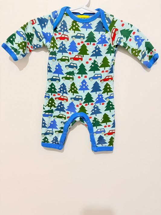 Newborn Duns Sweeden light blue snow winter scene onesie.