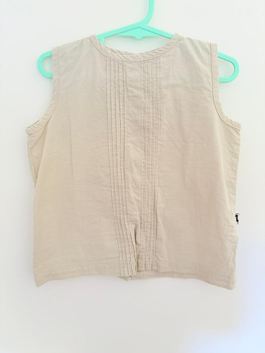 Size 4 Lacy Lane beige cotton sleeveless top.