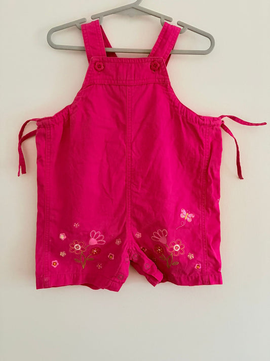 Size 1 Target vintage overall shorts hot pink with embroidery.