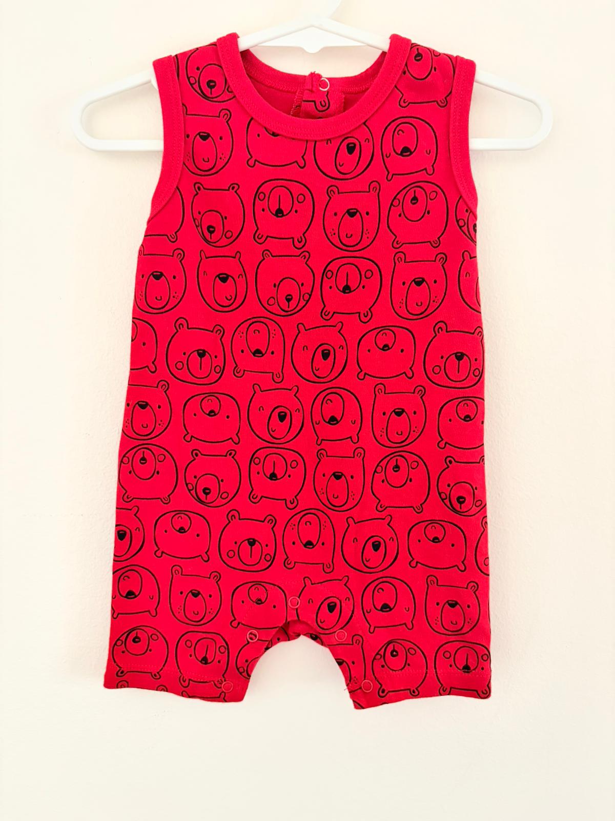 Size 00 Canadiana red bear print romper.