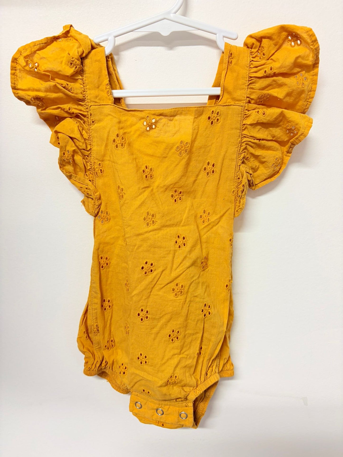 Size 0 Baby Berry yellow summer romper.