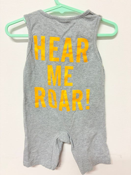 Size 0 No label grey lion “hear me roar” romper.