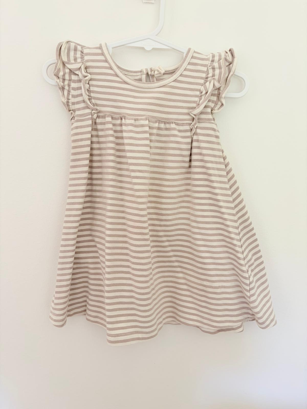 Size 2 Quincy Mae beige and grey stripped dress.