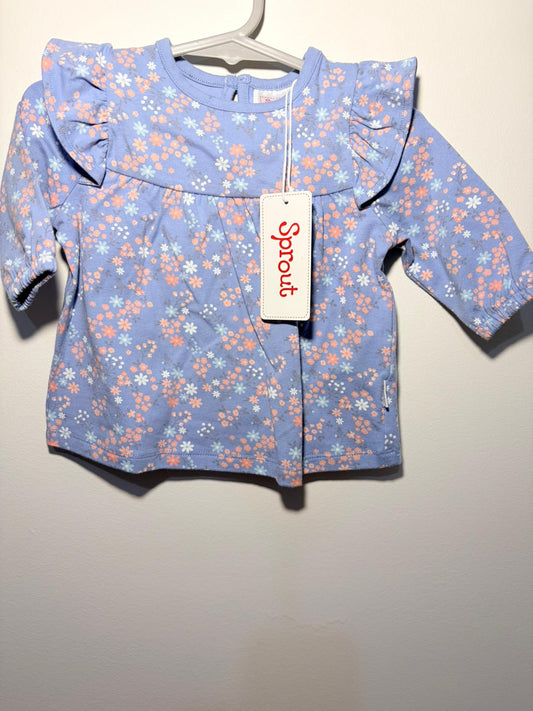 000 Sprout (new with tags) top blue with small floral print.